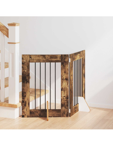 Cancello per cani con supporti 2 pcs Rovere Fumo 60 x 60 cm