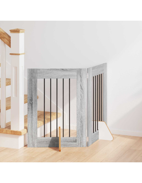 Cancello per cani con supporti 2 pcs Grigio Sonoma 60 x 60 cm