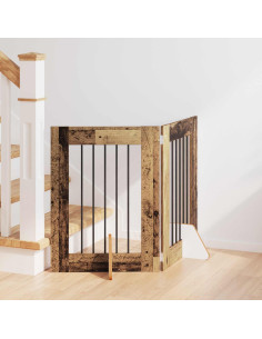 Cancello per cani con supporti 2 pcs Legno antico 60 x 60 cm