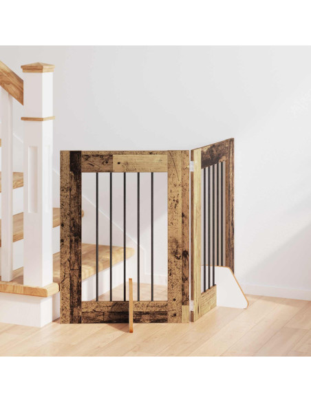 Cancello per cani con supporti 2 pcs Legno antico 60 x 60 cm
