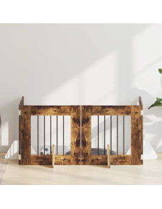 Cancello per cani con supporti 4 pcs Rovere Fumo 60 x 60 cm