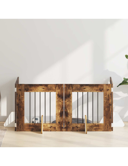 Cancello per cani con supporti 4 pcs Rovere Fumo 60 x 60 cm