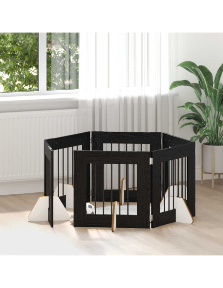 Cancello per cani con supporti 6 pcs Rovere Nero 60 x 60 cm