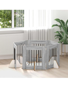 Cancello per cani con supporti 6 pcs Grigio Sonoma 60 x 60 cm
