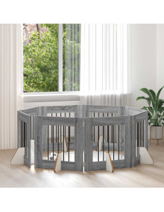 Cancello per cani con supporti 8 pcs Grigio Sonoma 60 x 60 cm