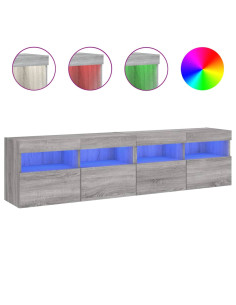 Mobili TV a Parete con Luci LED 2pz Grigio Sonoma 80x30x40 cm 2