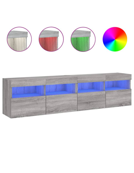 Mobili TV a Parete con Luci LED 2pz Grigio Sonoma 80x30x40 cm