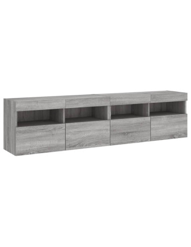 Mobili TV a Parete con Luci LED 2pz Grigio Sonoma 80x30x40 cm