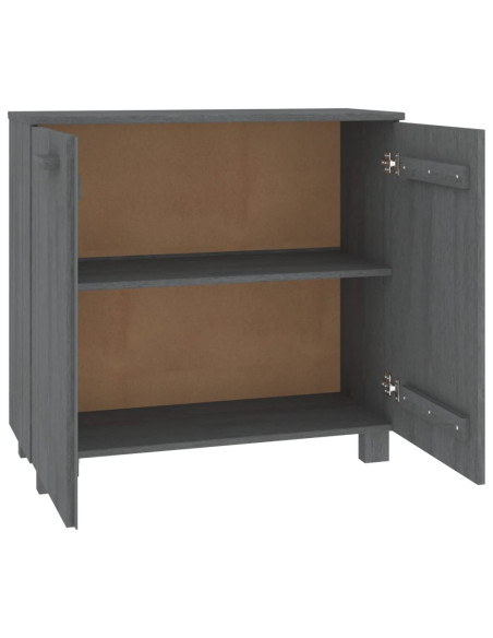 Credenza HAMAR Grigio Scuro 85x35x80 cm Legno Massello di Pino