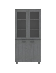 Credenza HAMAR in Legno Massello di Pino Grigio Scuro 2