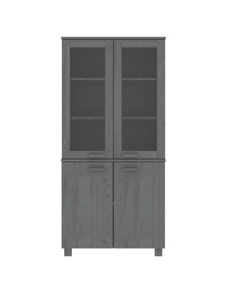 Credenza HAMAR in Legno Massello di Pino Grigio Scuro