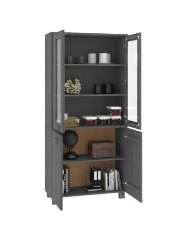 Credenza HAMAR in Legno Massello di Pino Grigio Scuro