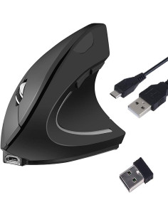TUCANO MOUSE VERTICALE ERGONOMICO WIRELESS RICARICABILE,6 TASTI, NERO