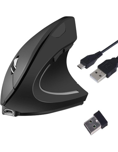 TUCANO MOUSE VERTICALE ERGONOMICO WIRELESS RICARICABILE,6 TASTI, NERO