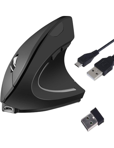 TUCANO MOUSE VERTICALE ERGONOMICO WIRELESS RICARICABILE,6 TASTI, NERO