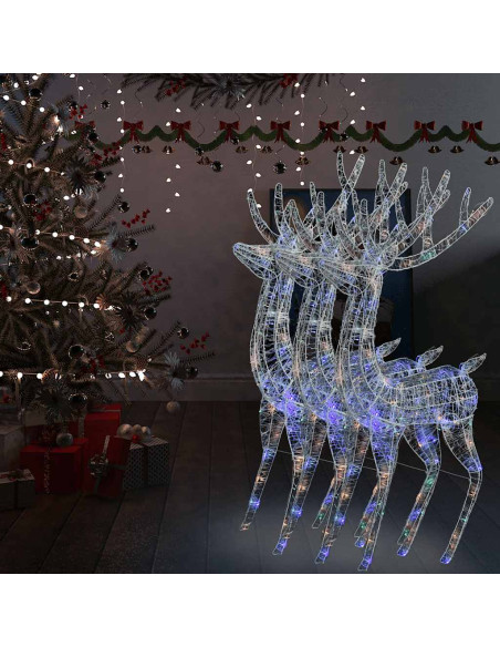 Renne di Natale XXL in Acrilico 250 LED 3 pz 180 cm Multicolore