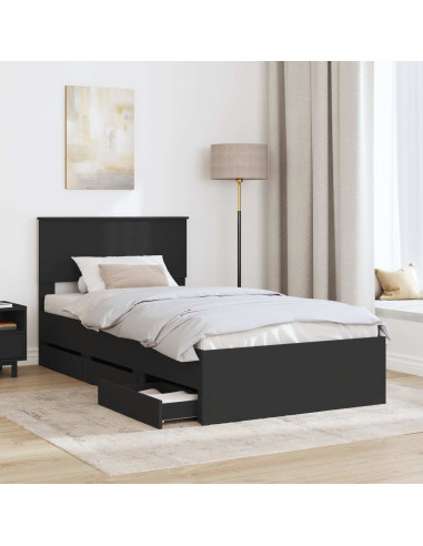 Struttura del letto Nero 100 x 200 cm Legno Ingegnerizzato
