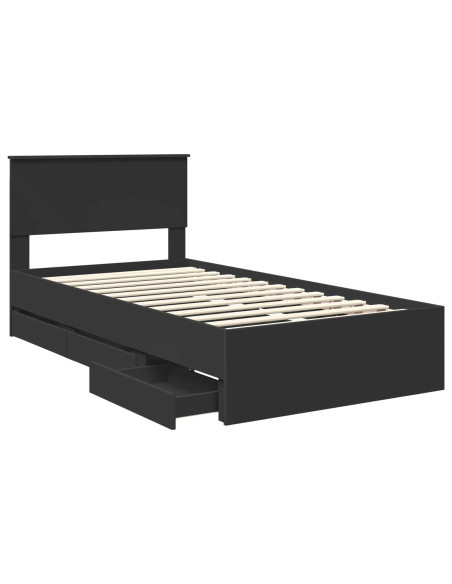 Struttura del letto Nero 100 x 200 cm Legno Ingegnerizzato