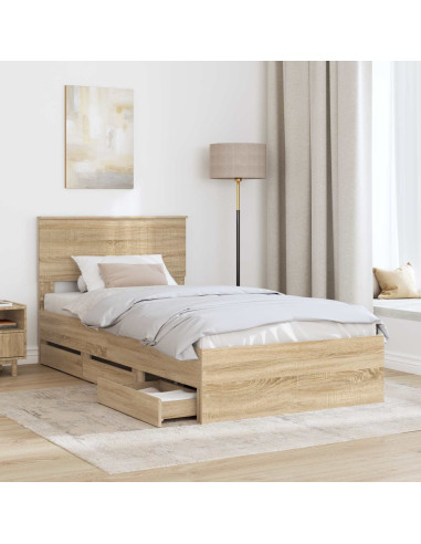 Struttura del letto con cassetto Rovere Sonoma 100 x 200 cm