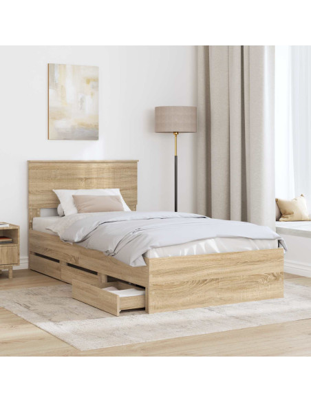 Struttura del letto con cassetto Rovere Sonoma 100 x 200 cm