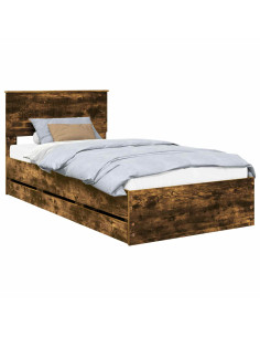 Struttura del letto con cassetto Rovere fumé 100 x 200 cm 2