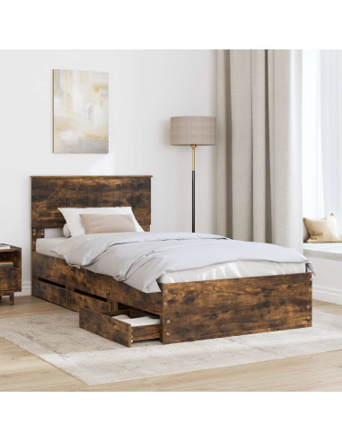Struttura del letto con cassetto Rovere fumé 100 x 200 cm