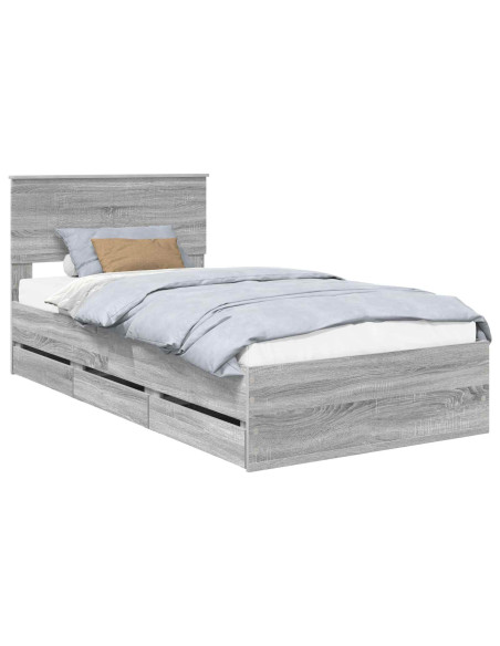 Struttura del letto con cassetto Grigio Sonoma 100 x 200 cm