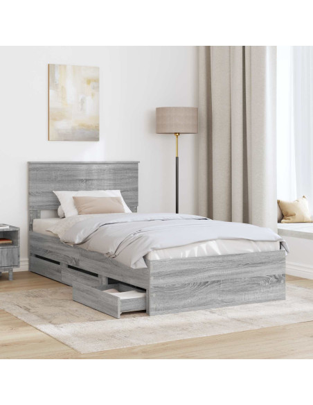 Struttura del letto con cassetto Grigio Sonoma 100 x 200 cm