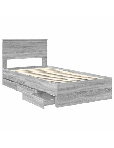 Struttura del letto con cassetto Grigio Sonoma 100 x 200 cm