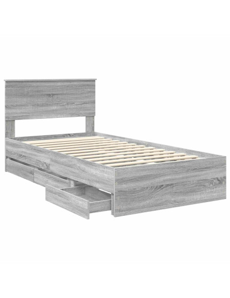 Struttura del letto con cassetto Grigio Sonoma 100 x 200 cm