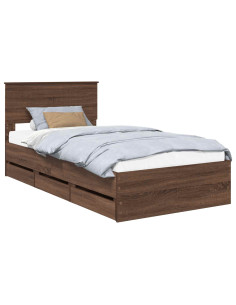 Struttura del letto con cassetto Rovere Marrone 100 x 200 cm 2