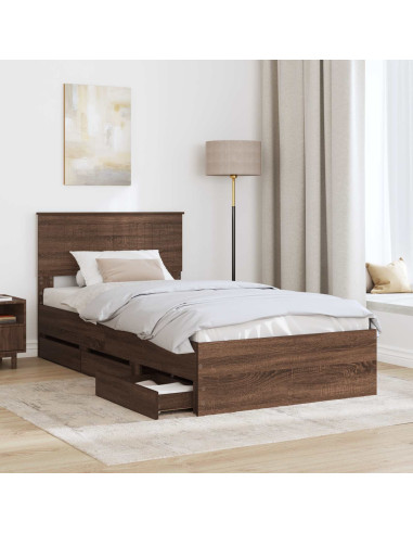 Struttura del letto con cassetto Rovere Marrone 100 x 200 cm