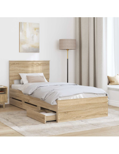 Struttura del letto con cassetto Rovere Sonoma 90 x 190 cm