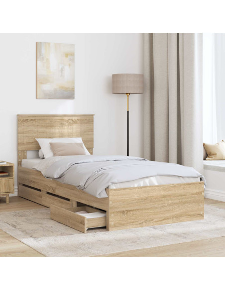 Struttura del letto con cassetto Rovere Sonoma 90 x 190 cm