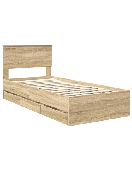 Struttura del letto con cassetto Rovere Sonoma 90 x 190 cm