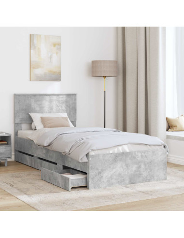 Struttura del letto con cassetto Grigio cemento 90 x 190 cm