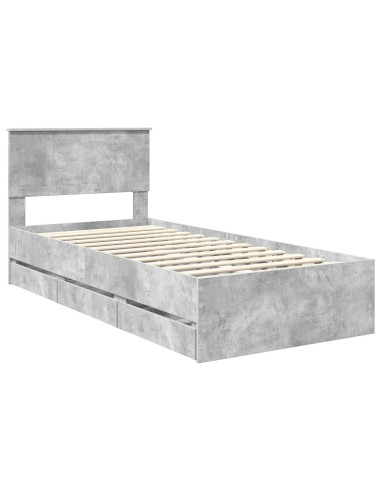 Struttura del letto con cassetto Grigio cemento 90 x 190 cm