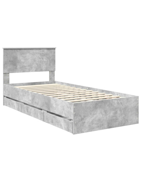 Struttura del letto con cassetto Grigio cemento 90 x 190 cm