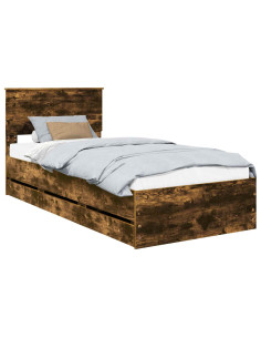 Struttura del letto con cassetto Rovere fumé 90 x 190 cm 2