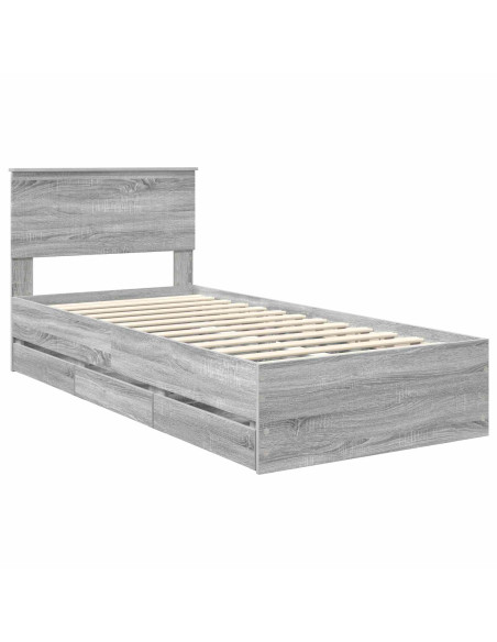Struttura del letto con cassetto Grigio Sonoma 90 x 190 cm