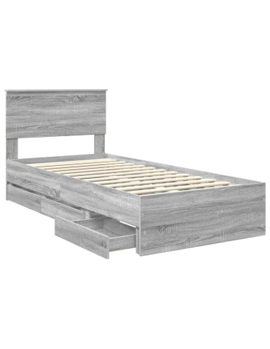 Struttura del letto con cassetto Grigio Sonoma 90 x 190 cm