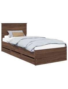 Struttura del letto con cassetto Rovere Marrone 90 x 190 cm 2