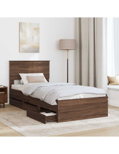 Struttura del letto con cassetto Rovere Marrone 90 x 190 cm