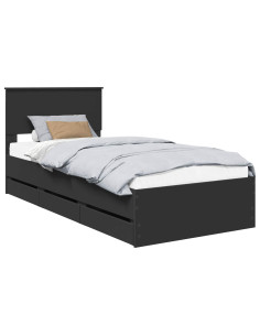 Struttura del letto Nero 90 x 200 cm Legno Ingegnerizzato 2