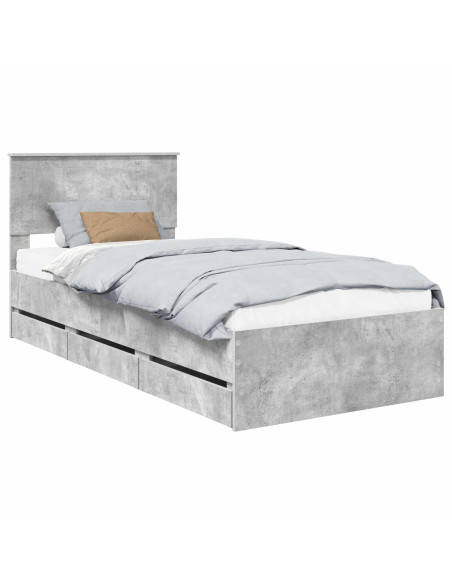 Struttura del letto con cassetto Grigio cemento 90 x 200 cm
