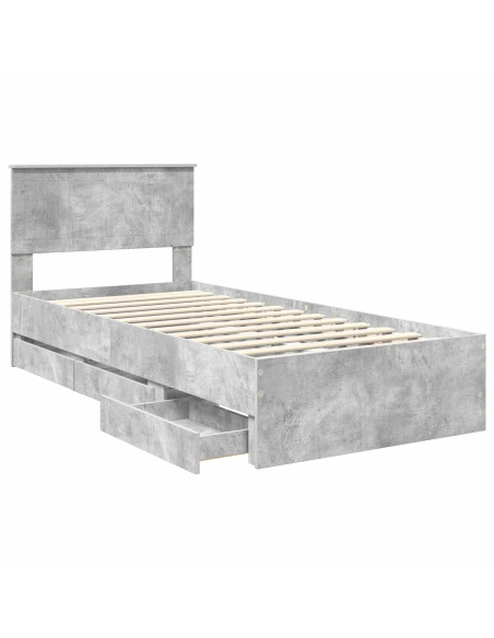 Struttura del letto con cassetto Grigio cemento 90 x 200 cm