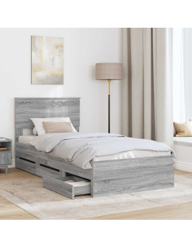 Struttura del letto con cassetto Grigio Sonoma 90 x 200 cm