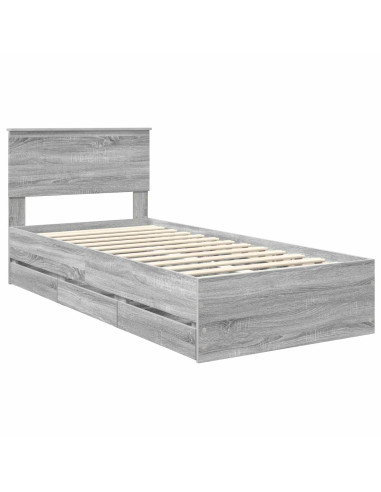 Struttura del letto con cassetto Grigio Sonoma 90 x 200 cm
