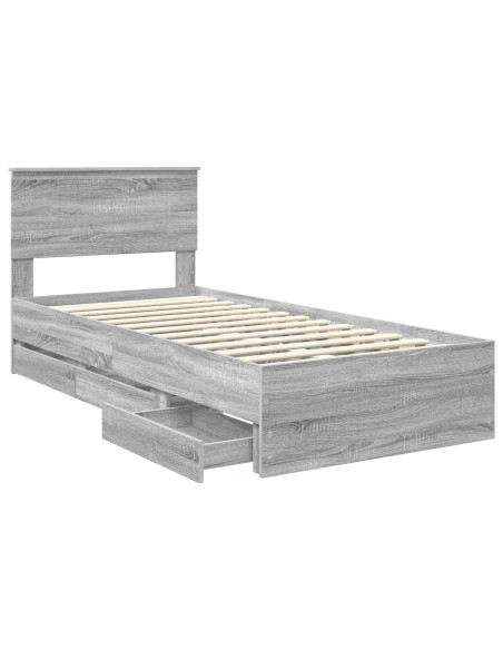 Struttura del letto con cassetto Grigio Sonoma 90 x 200 cm