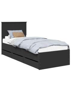 Struttura del letto Nero 75 x 190 cm Legno Ingegnerizzato 2